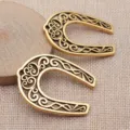 Extra large hollow horseshoe pendant vintage metal charm craft accessory multi color option - Antique Gold