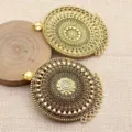 Connettore pendente rotondo intagliato vintage, accessorio per bigiotteria fai da te. - Oro antico