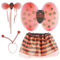 Conjunto disfraz mariquita infantil alas varita diadema falda tutú para fiesta show - Escarabajo Rojo (4 Piezas) / Set de 4 piezas