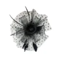 Black mesh feather fascinator hat vintage polka dot party hair accessory for women - Bowknot Hair Clip Style / Black