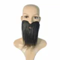 Finta barba nera accessorio per costume di Halloween, pelo facciale e realistico per feste. - Taglia unica / Barba Finta Nera Grande