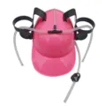 Pink novelty drinking helmet with cup holders and straws for outdoor parties and beer lovers. - Novelty Size / Pink
