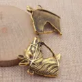 Retro Pferd Kopf Metall Anhänger Zubehör, Vintage Schmuckzubehör für Basteln DIY. - Altgold