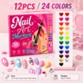 Acrylic Nail Art Markers Set 12PCS 24 Colors DIY Professional Nail Painting Pens Kit - 12 Pens / 24 Colors