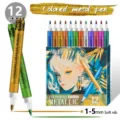 12 Colors Metallic Marker Pens Set Soft Nib Paint Pens for Rock Painting DIY Craft Art Supplies - 12 Colors (Color Box)