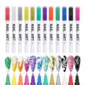 12-color nail art paint pens set, quick-drying DIY fine line drawing graffiti pens for professional nail design. - Classic Twelve Color Set