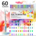 60 Colors Dual Tip Brush Pens Watercolor Art Markers Set for Kids Drawing and Sketching - 60 Colors