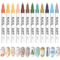 12 Colors Nail Art Pen Set Waterproof DIY Drawing Line Painting Pens with Nail Tips Display - Morandi Twelve Color Thin Body Set