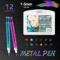 Metallic acrylic marker pens set, 1-5mm soft tip graffiti paint pens for DIY art crafts. - 12 Colors (White Box)