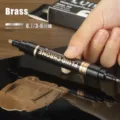 Dual tip liquid chrome marker, waterproof metallic paint pen for model repair and highlighting. - Brass Color