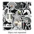 50pcs autocollants pois noirs blancs étanches décalcomanies créatives pour téléphone portable - Style INS Pois / 50 Feuilles / Noir et Blanc