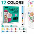 12 Colors Fabric Brush Markers DIY T-shirt Textile Painting Pens Washable Permanent Art Craft - Twelve Colors