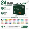 Juego de 84 rotuladores artísticos de doble punta con bolsa, tabla de tamaño y peso. - 84 Colores