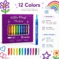12 Colors Glitter Paint Markers Set Acrylic Highlighter Pens Waterproof DIY Nail Art Graffiti - 12 Colors/Pack