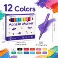 Juego de 12 Rotuladores Acrílicos Bolígrafos de Pintura para Piedra Lienzo Arte Manualidades - Caja de 12 Colores