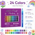 24 Colors Glitter Paint Markers Set DIY Art Craft Pens Waterproof Drawing Stationery - 24-Color Set