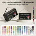 Set de rotuladores de pintura acrílica doble punta 240 colores para dibujo artístico DIY - 120 piezas 240 colores
