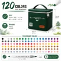 Set de 120 rotuladores de alcohol de doble punta con bolsa verde para arte y diseño. - 120 Colores