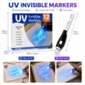 Details zu Abmessungen, Verpackung und UV unsichtbaren Markierungsstiften in der Anwendung. - 12 Stück