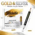 12 Colors Metallic Acrylic Paint Markers Dual Tip Gold Silver Permanent Art Markers Pen Set - Soft and Hard Double Tip / 12 Pieces / Gold and Silver Two-tone