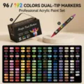 Set de rotuladores acrílicos de doble punta, 96 192 colores, impermeables y de secado rápido. - 96 piezas, 192 colores