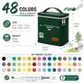 Juego de 48 rotuladores artísticos de doble punta con estuche verde para dibujo y diseño creativo. - 48 Colores
