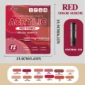 Acryl penseelstift set, 12 rode tinten voor tekenen, snellordrogend en veilig. - Rode Serie
