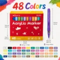 Set de 48 Rotuladores de Acrilico Punta Pincel para Pintar en Piedra Lienzo Manualidad - Caja de 48 Colores