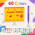 Juego de 60 rotuladores acrilicos con carta de colores, punta pincel, al agua, para arte. - Caja de 60 Colores
