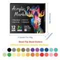 Acrylmalstifte Doppelspitze 24 Farben Marker Set zum Malen auf Stein Leinwand Papier - 12 Stifte / 24 Farben