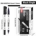 Dual tip whiteboard marker pens with dry erase ink, 0.5mm and 1.0mm fine broad tips for office school - Black