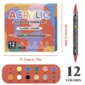 12 Colors Dual Tip Acrylic Marker Set with Soft and Hard Nibs for Rock Painting Canvas Wood - Classic Colors / 12 Pieces/Pack