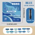 Acrylic brush marker set with 12 blue tones, flexible tip and water-based ink for art. - Ocean Series