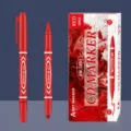 Set 10 penne pennarelli permanenti rossi a doppia punta punta fine base olio per scrittura e disegno. - Rosso, pezzo singolo