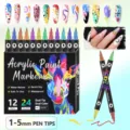 Dual tip acrylic paint markers set for nail art DIY, waterproof and quick drying pens. - 24 Colors Set (12 Pcs)