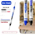 Double Headed Long Nib Marker 21mm Deep Hole Woodworking Marking Construction Pen Blue - Black and Blue