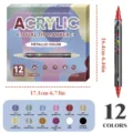 12-Color Dual Tip Acrylic Marker Set Metallic Paint Pens for Rock Painting Canvas Art - Metallic Colors / 12 Pieces/Pack