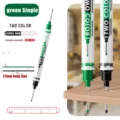 Double-headed long nib marker pen with 21mm deep hole marking tip for woodworking. - Black+Green