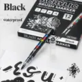 Black acrylic brush marker 12 pcs set, direct-ink water-based paint pen for rock canvas art. - 12 Pieces / Black