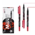 Dubbelzijdige permanente markeerstift set met 10 stuks, zwarte op water basis fineliners. - Doos van 10 / Rood
