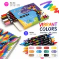 Juego de rotuladores acrílicos de doble punta, 24 colores vibrantes, secado rápido impermeable. - Tonos macaron [12 piezas, 24 colores]