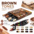 Set de rotuladores de pintura acrilica de doble punta con 24 colores tonos marrones. - Tonos marrones [12 piezas, 24 colores]