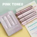 Pastel highlighters set aesthetic cute pens quick dry chiseled tip for journaling school - Chisel Tip / Pink Series