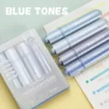 Pastel highlighter set soft colors quick dry aesthetic cute stationery for school note taking - Chisel Tip / Blue Series