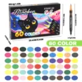 Set di 60 pennarelli artistici a doppia punta pennello e fine per disegno e colorare. - Pennarelli a doppia punta a 60 colori