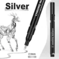Metal chrome marker pen 2.0mm liquid mirror paint for Gundam model coloring and DIY crafts. - White Silver