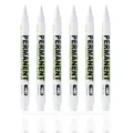 6-pack witte permanente markers, 1.0mm fijne punt waterdichte verfpennen voor kunst en schetsen. - Enkele stam / Wit