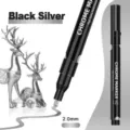 Chrome marker 2.0mm black silver mirror metallic paint pen for model coloring and graffiti. - Black Silver