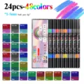 24τμχ 48 χρώματα μαρκαδόροι glitter διπλής όψης για ζωγραφική και σχολικά είδη τέχνης - Μαρκαδόροι με χρυσόσκονη διπλής μύτης 48 χρωμάτων (θήκη PVC)