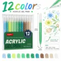 12 Kleuren Acryl Gelpennen Set Fijne Punt Marker Pennen voor Tekenen Kunst Schoolbenodigdheden - 12 kleuren (bosserie)